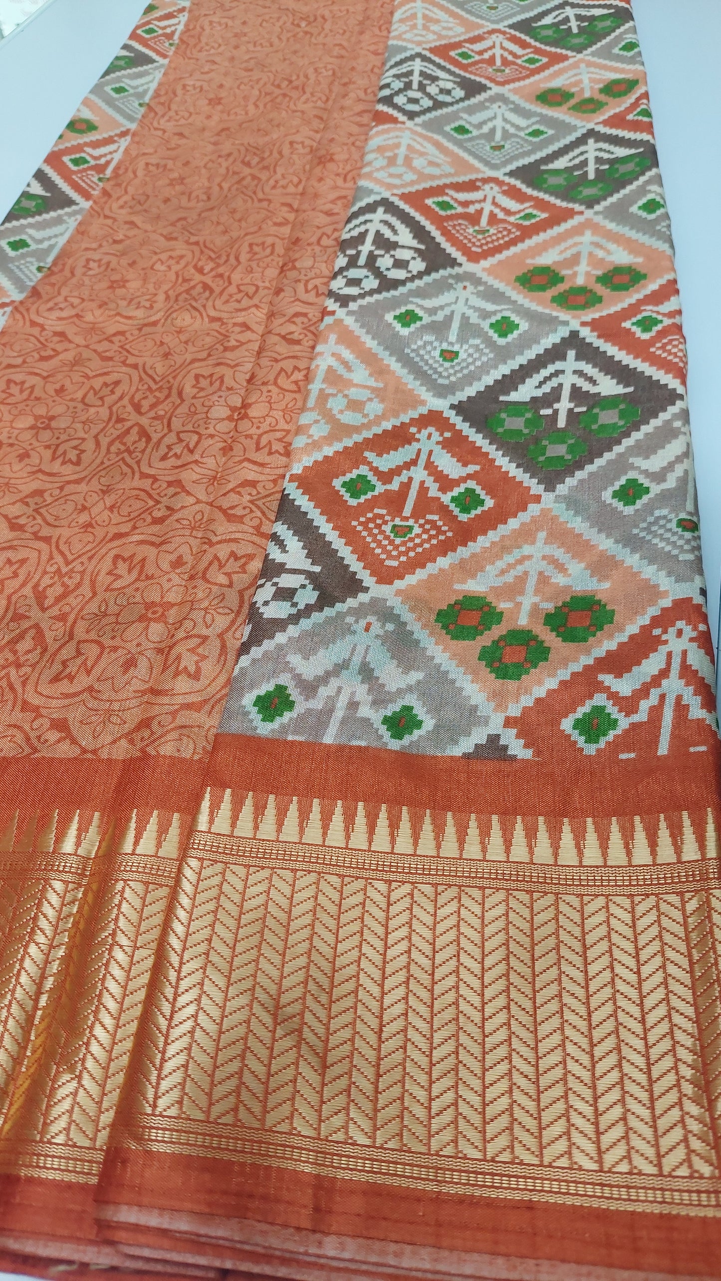 IKKAT SAREE (ORANGE)