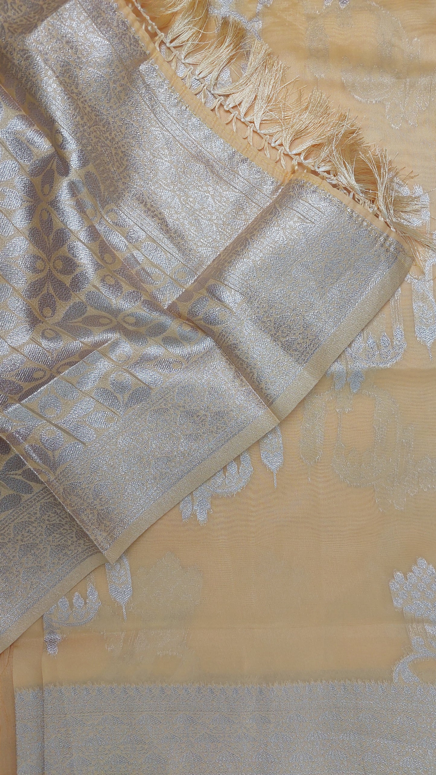YELLOW & SILVER ZARI SAREE