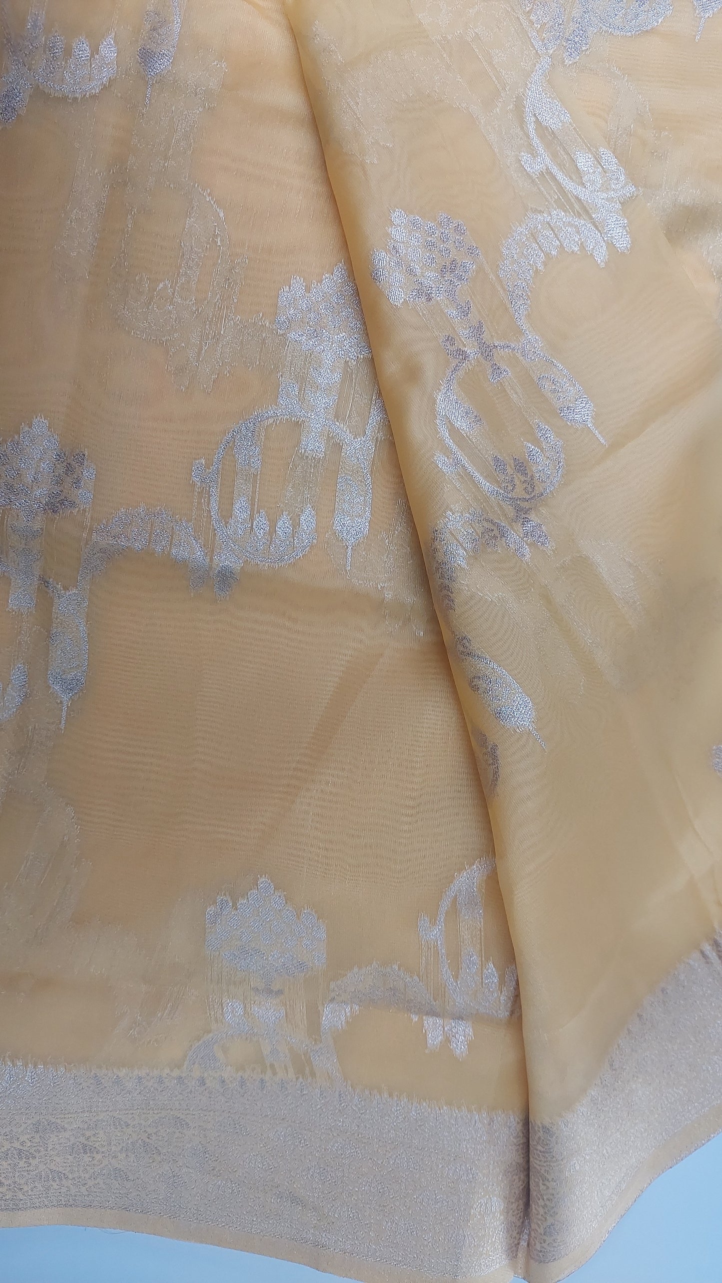 YELLOW & SILVER ZARI SAREE