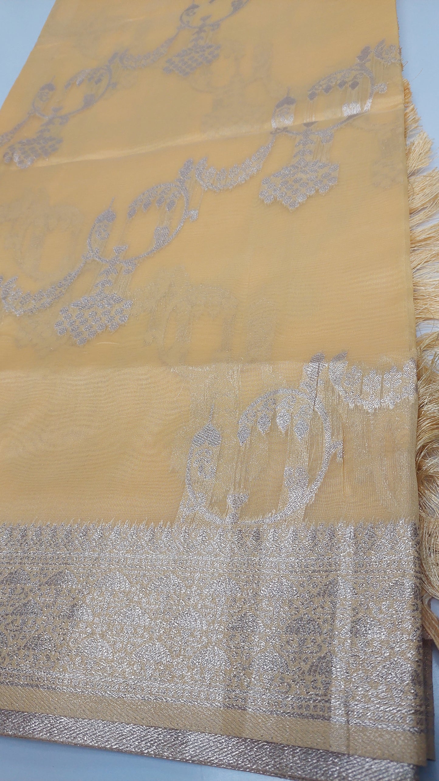 YELLOW & SILVER ZARI SAREE