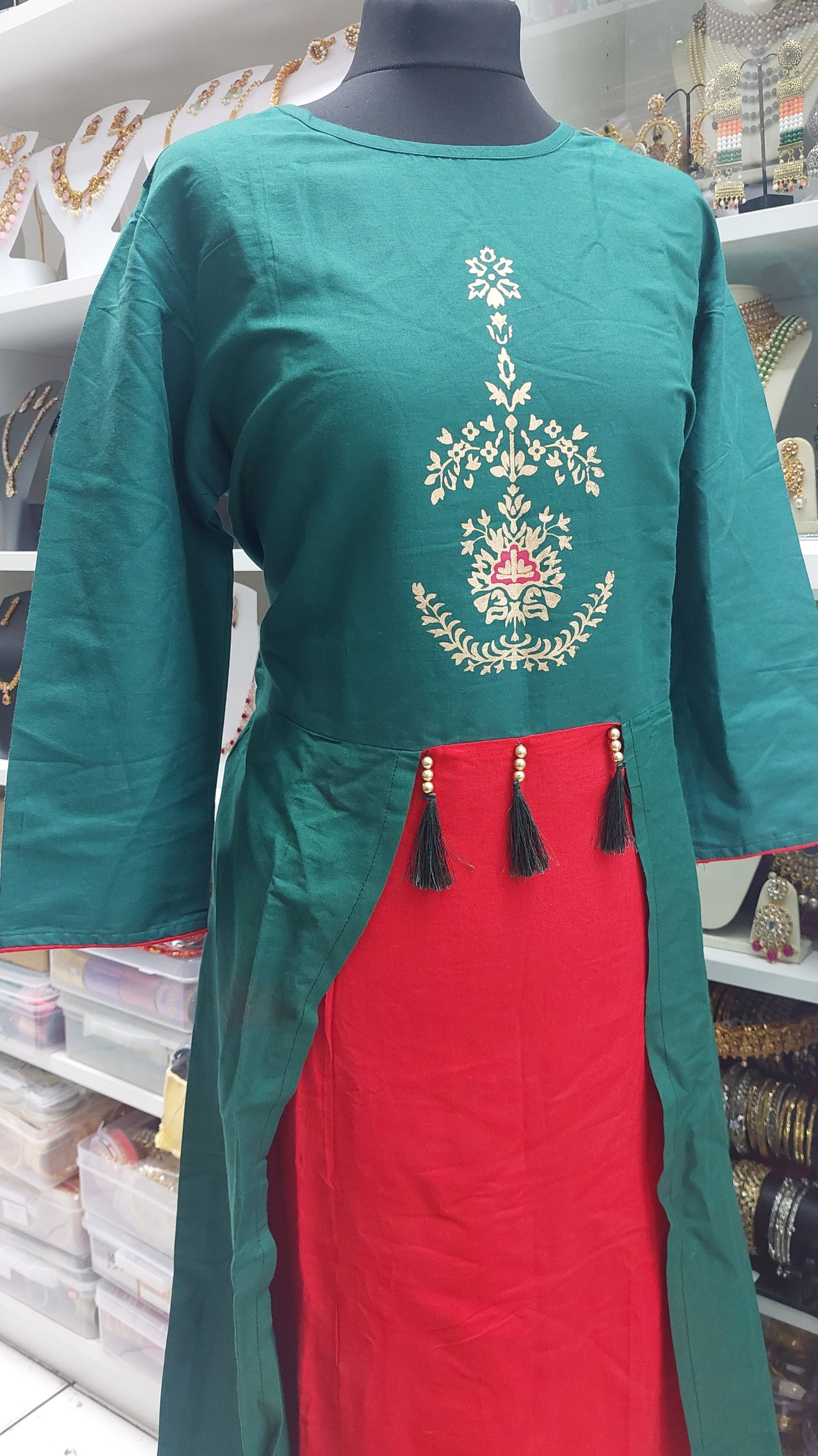GREEN & RED GOWN