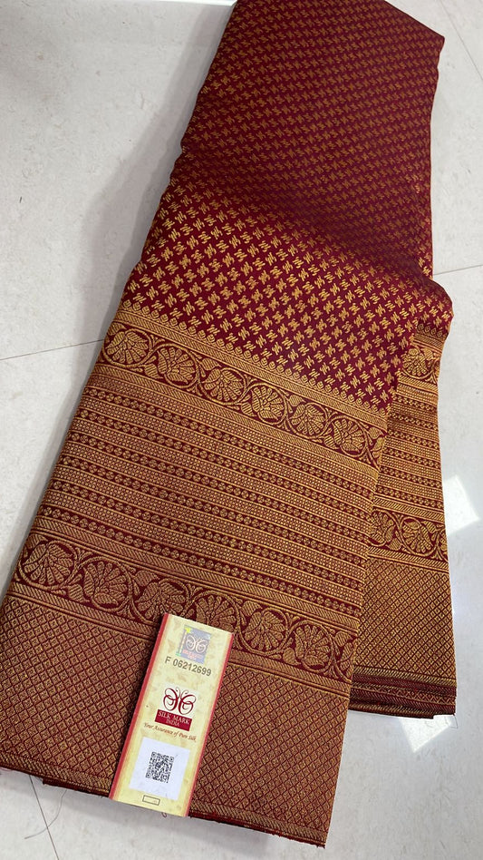 DARK RED KANJIPURAM SILK