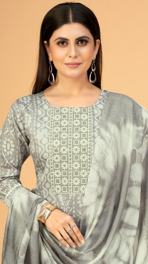 READY MADE SALWAR SUIT (GREY/SIZE L)