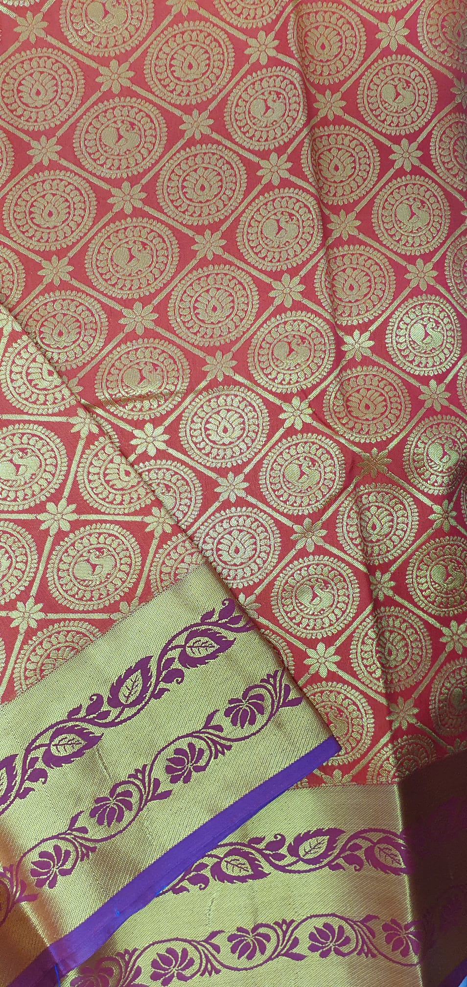 RED & BLUE SILK SAREE