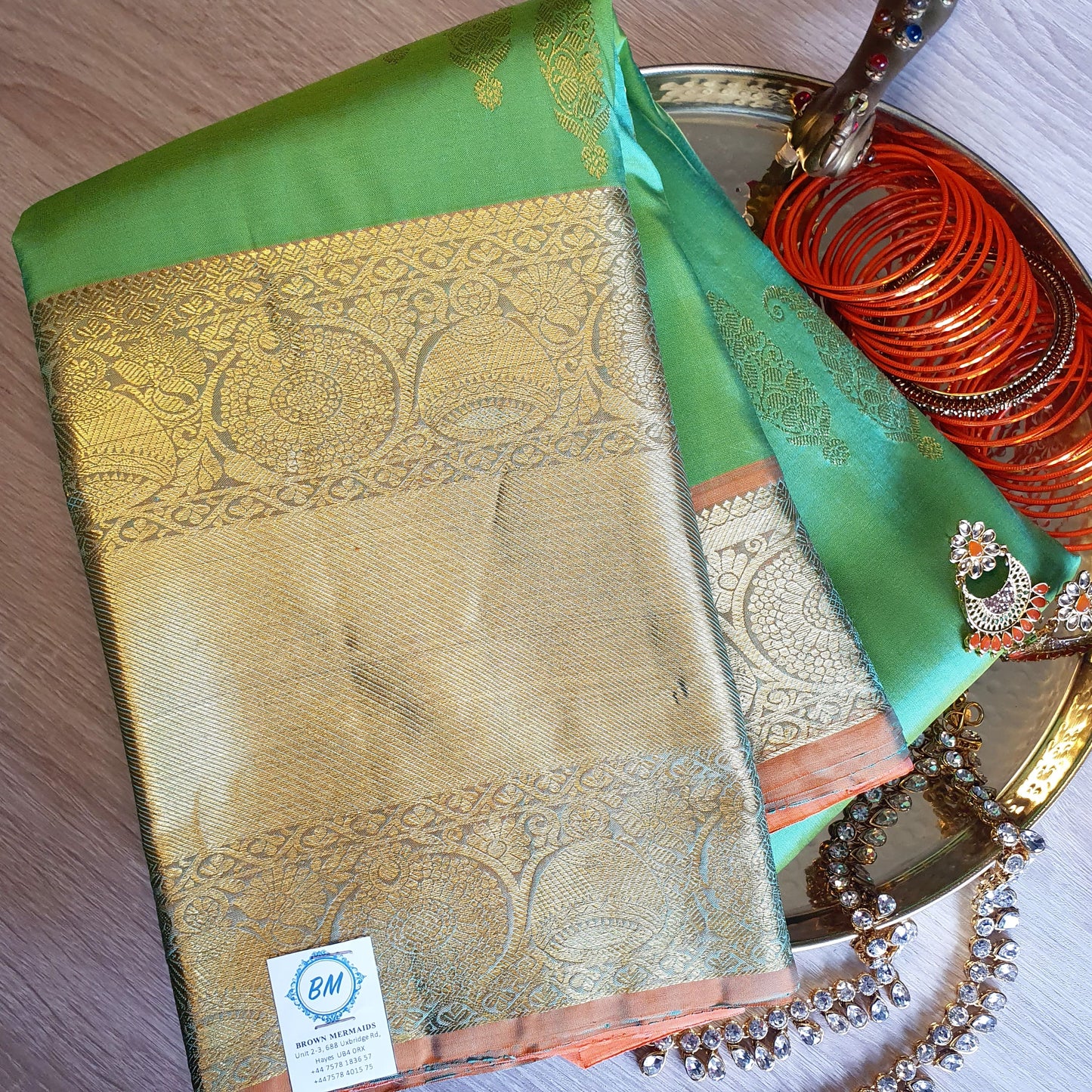 GREEN & PEACH PURE KANJIPURAM