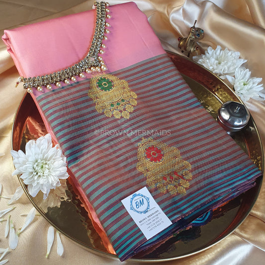 PINK PURE KANJIPURAM DESIGNER SILK SAREE