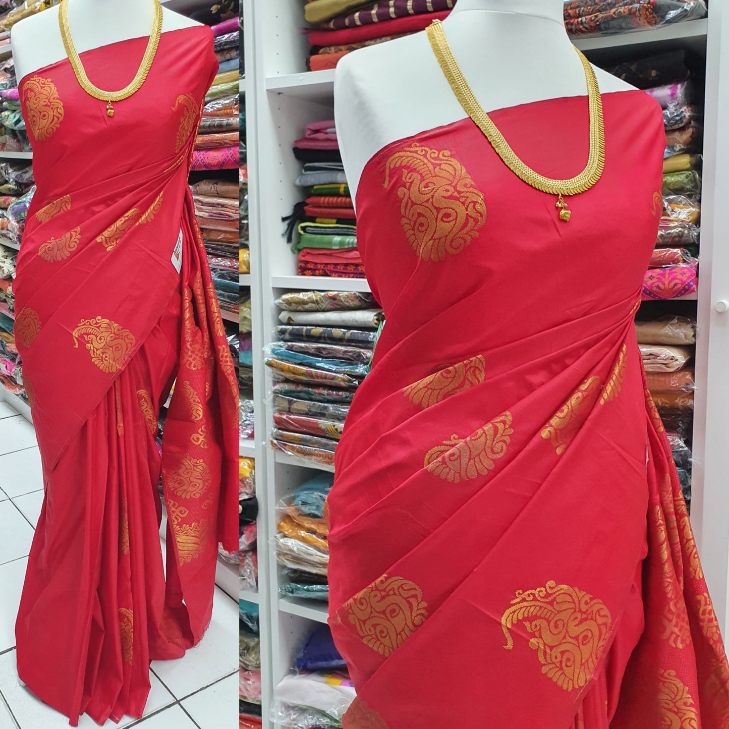 RED SILK BORDERLESS SAREE