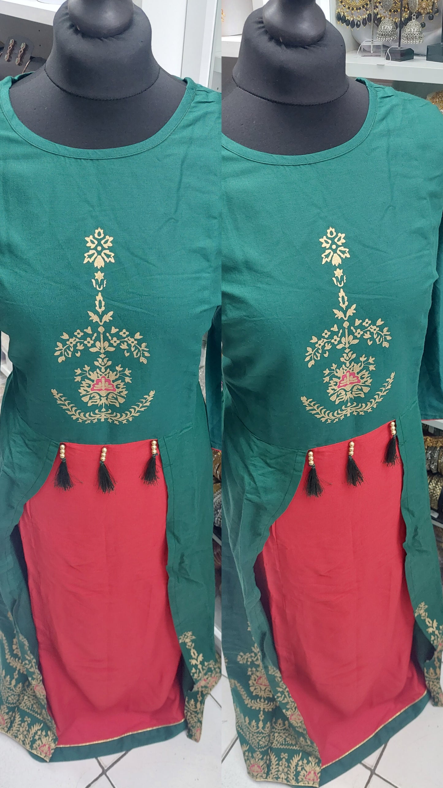 GREEN & RED GOWN