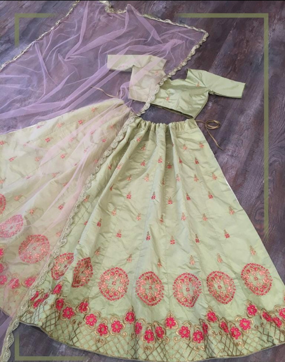 Lehengha Choli- Olive Green Light