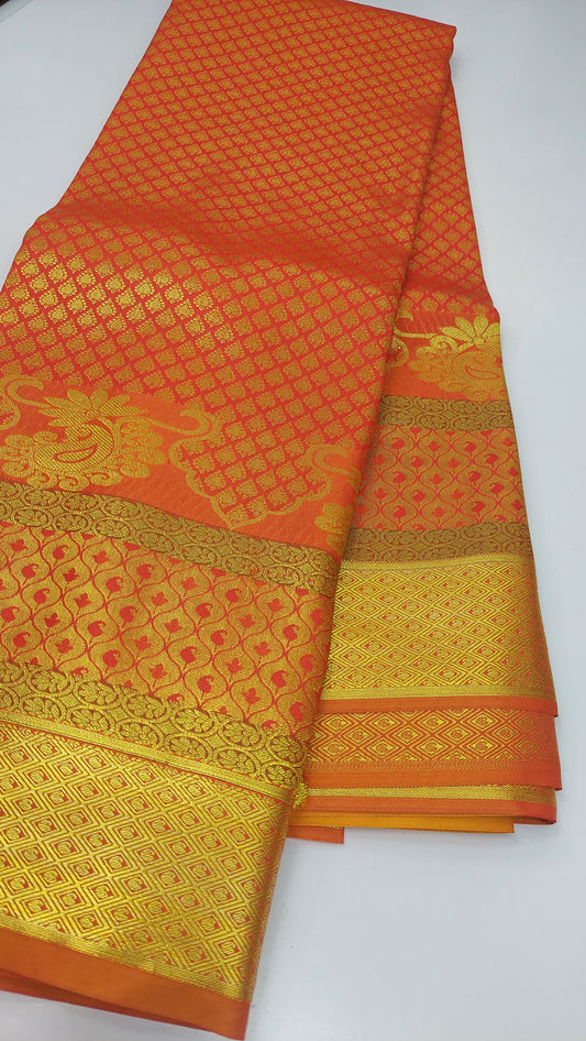 ORANGE & YELLOW GOLD SILK SAREE