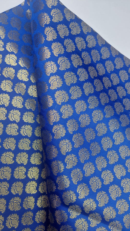 INKY BLUE BROCADE MATERIAL