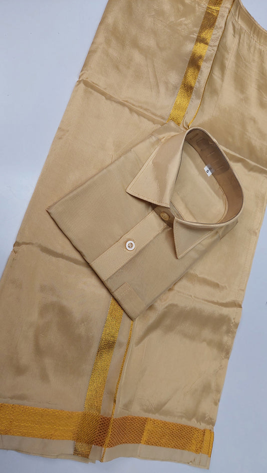 GOLD SILK DHOTI & SHIRT