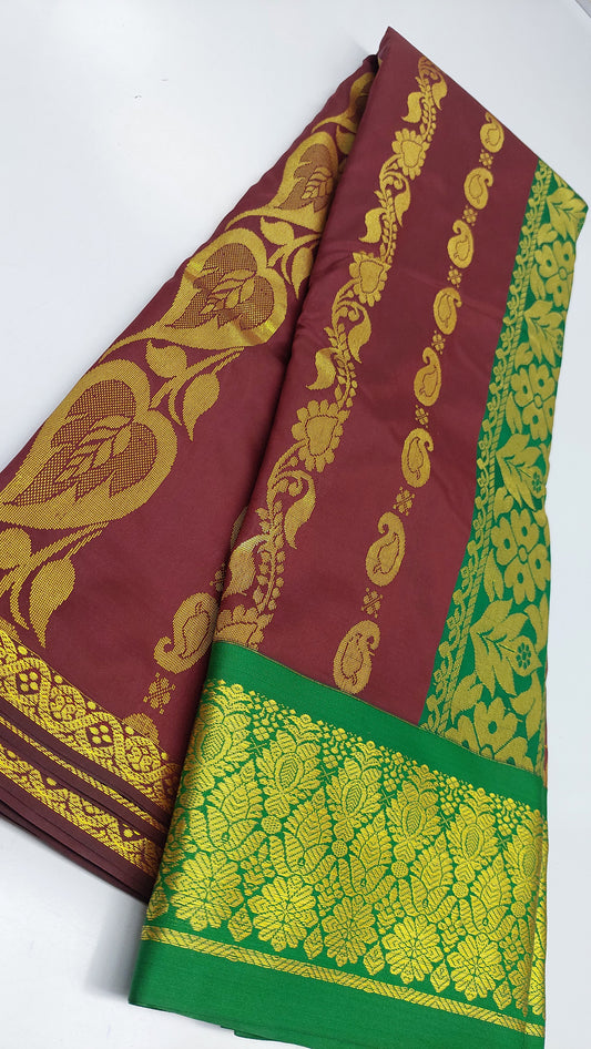 MAROON & GREEN ART SILK SAREE