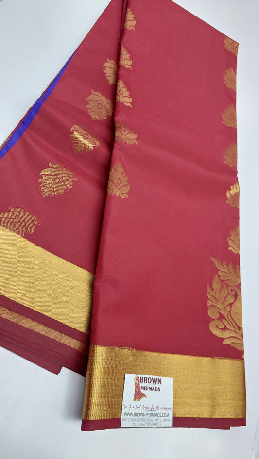 MAROON & INDINGO SILK SAREE