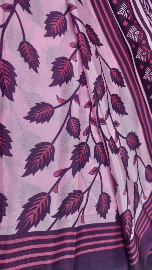 BABY PINK SATIN SAREE