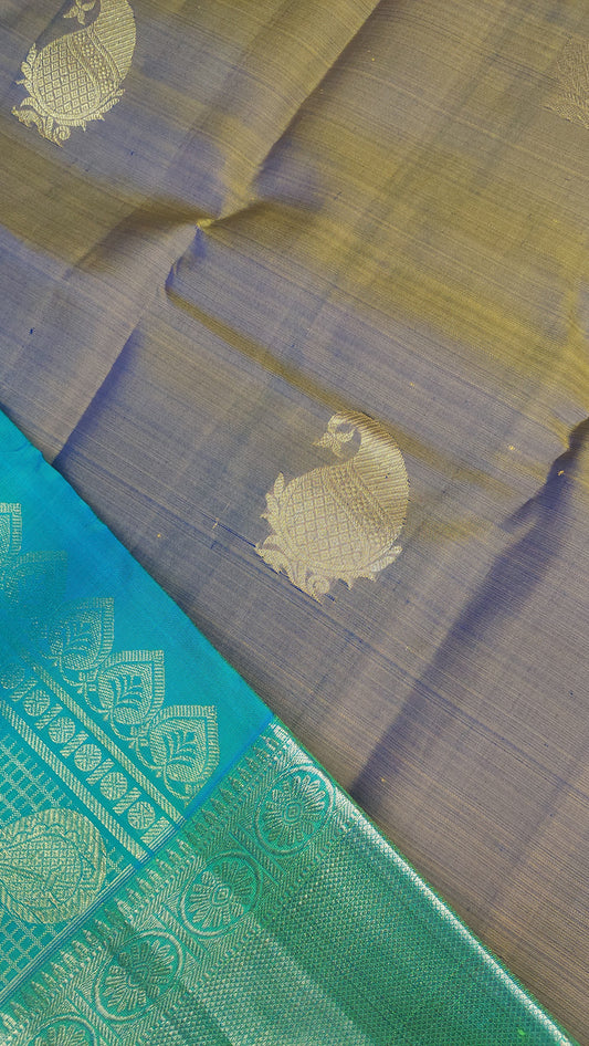 DOUBLE TONE PURE KANJIPURAM SILK SAREE