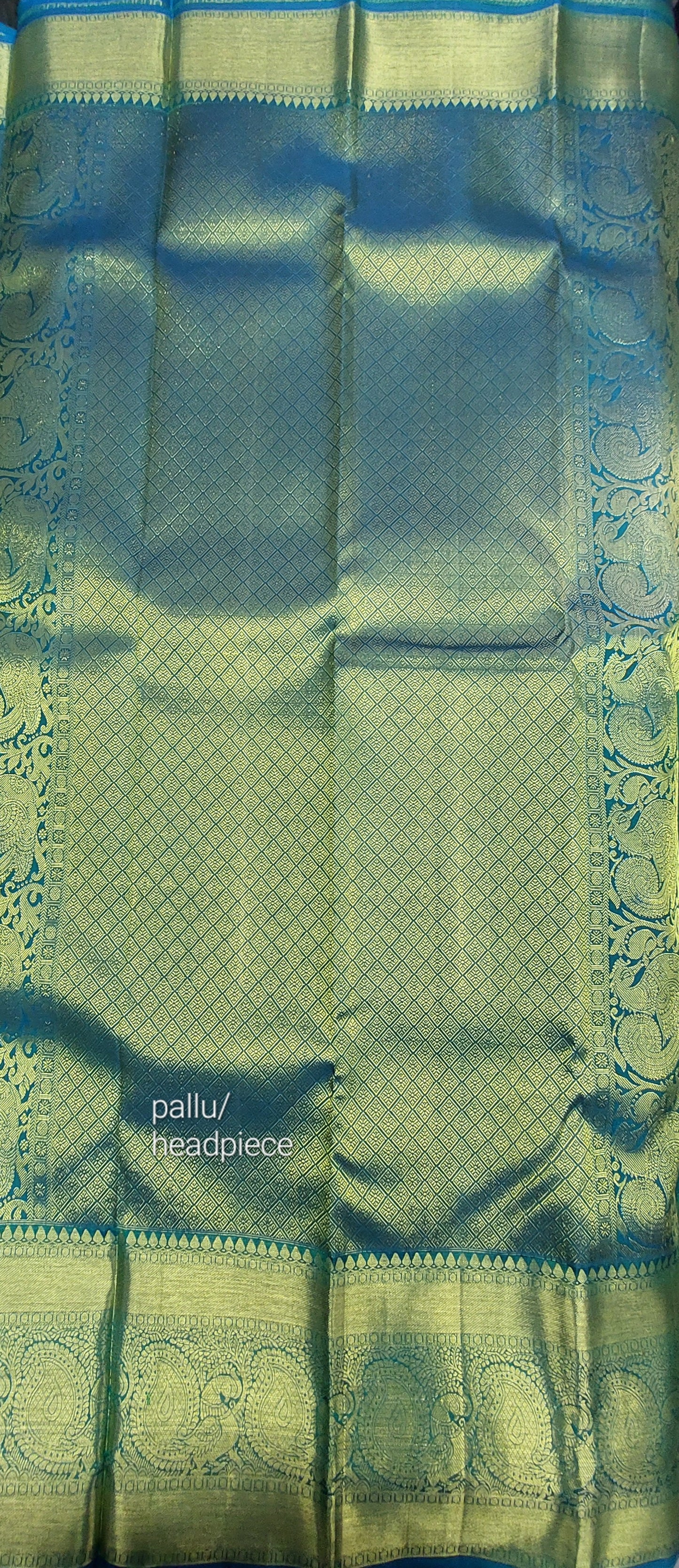 OLIVE GREEN & BLUE PURE SILK