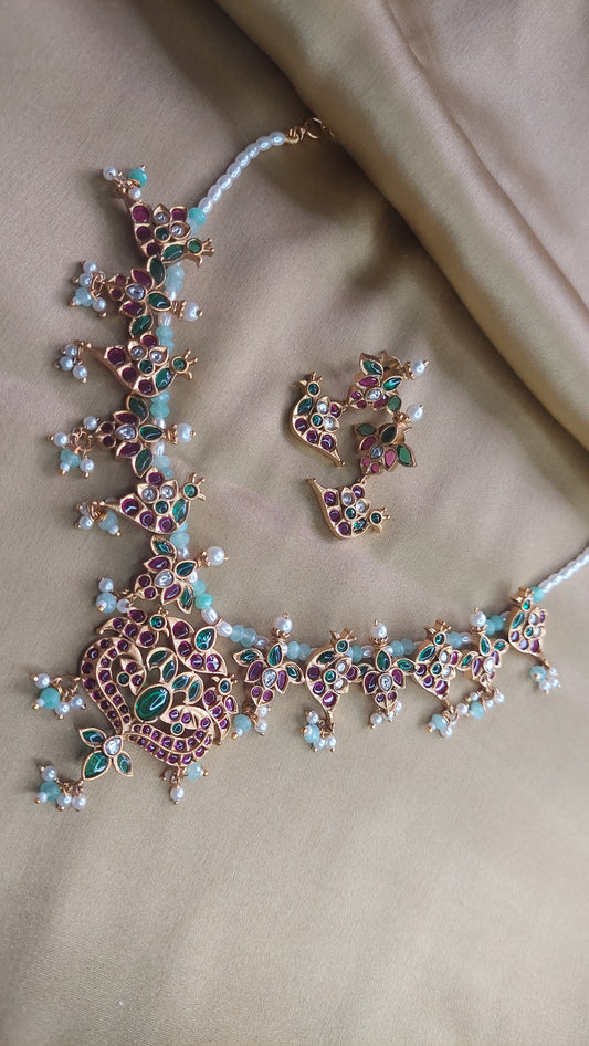 KEMP SHORT NECKLACE SET (BABY BLUE)