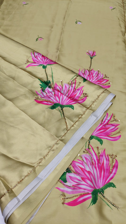 SAGE GREEN SATIN SAREE