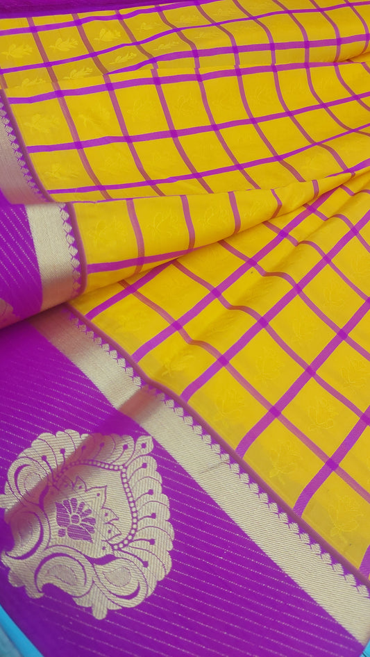 MANGO YELLOW CHECKERED SILK