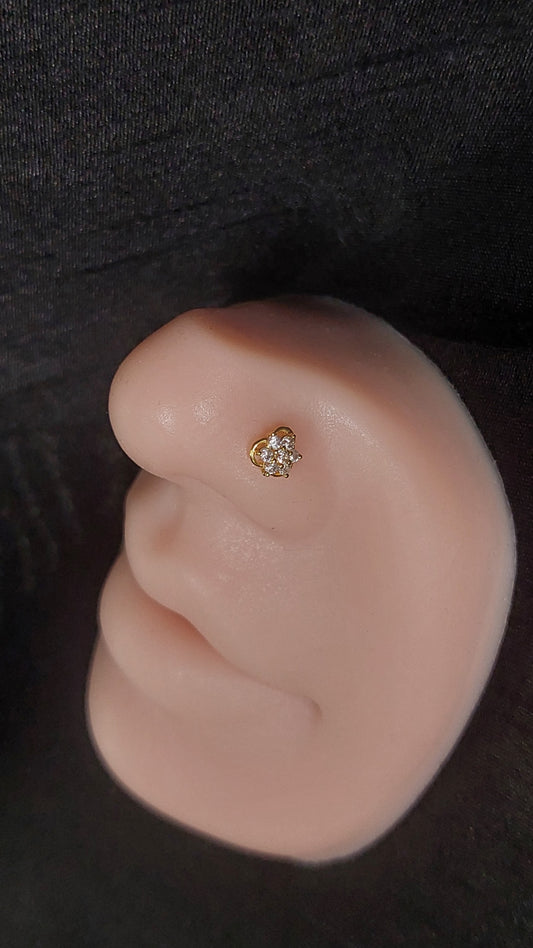 18ct Gold | CZ Nose Stud | 002