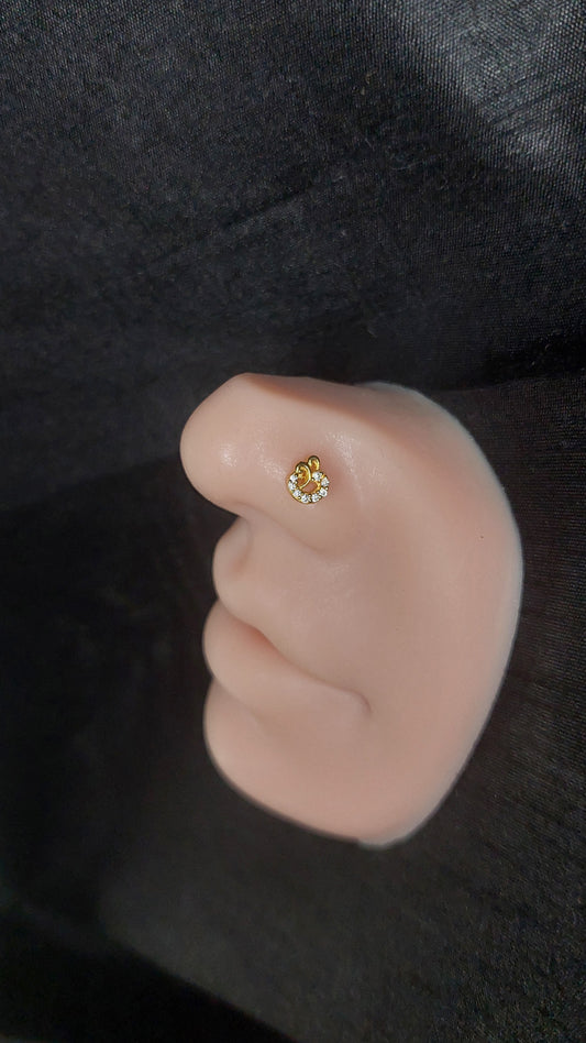 18ct Gold | CZ Nose Stud | 004