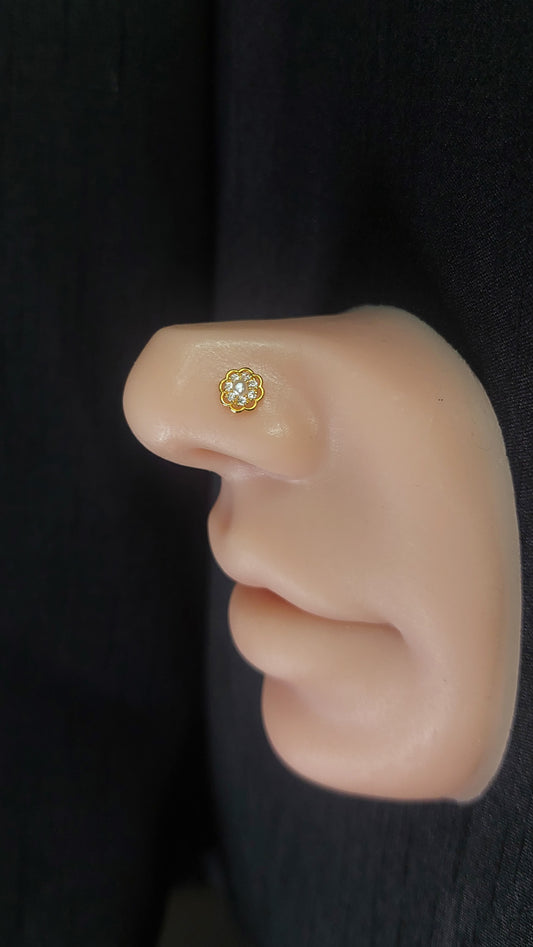 18ct Gold | CZ Nose Stud | 006