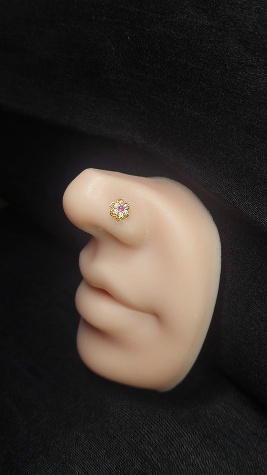 18ct Gold | CZ Nose Stud | 009
