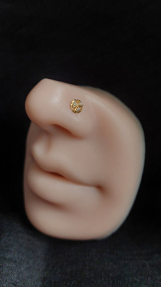 18ct Gold | CZ Nose Stud | 019