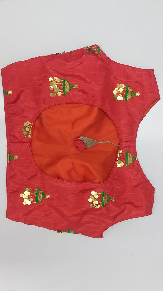 CORAL RED DESIGNER BLOUSE