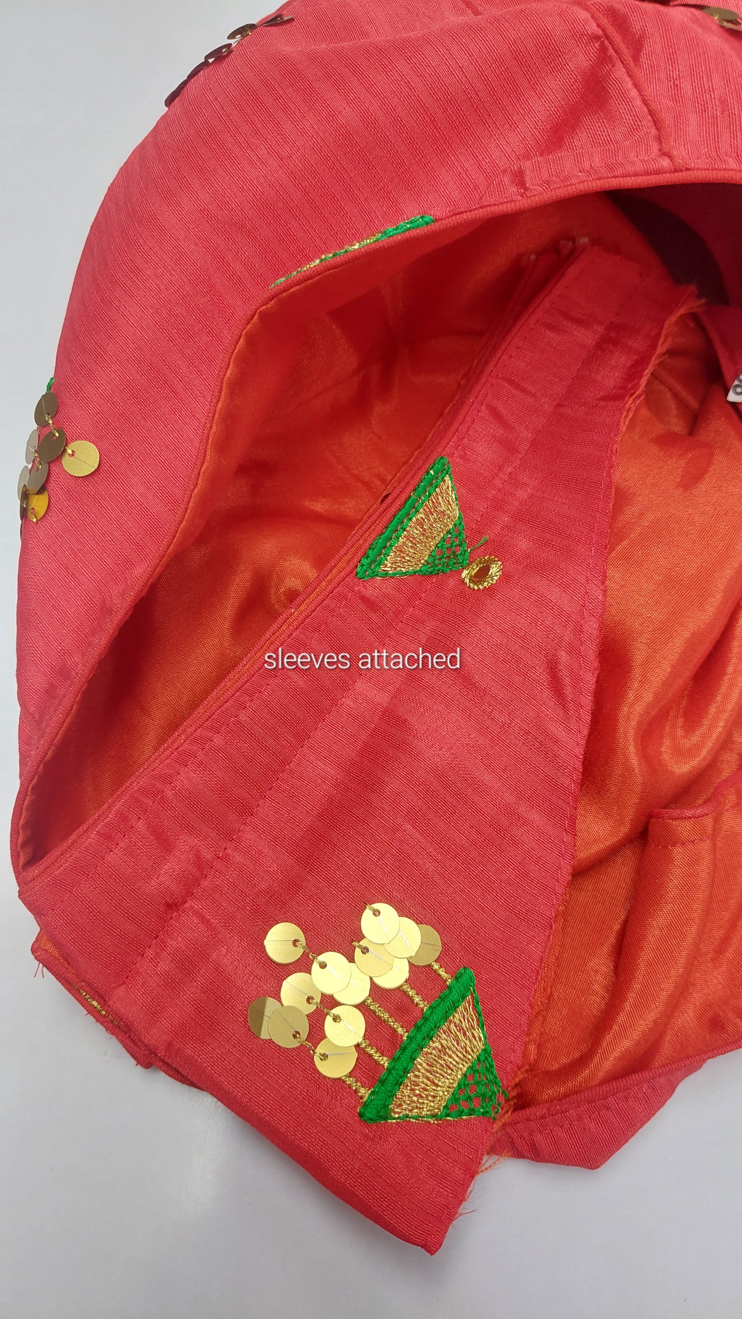 CORAL RED DESIGNER BLOUSE