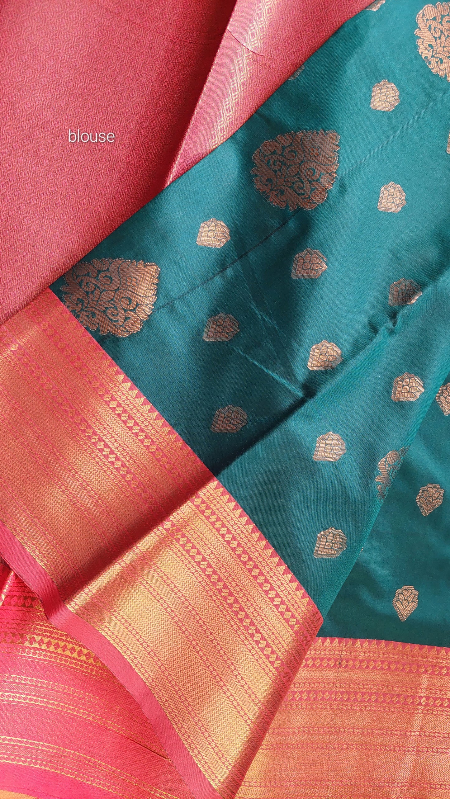 TEAL & RED SILK SAREE