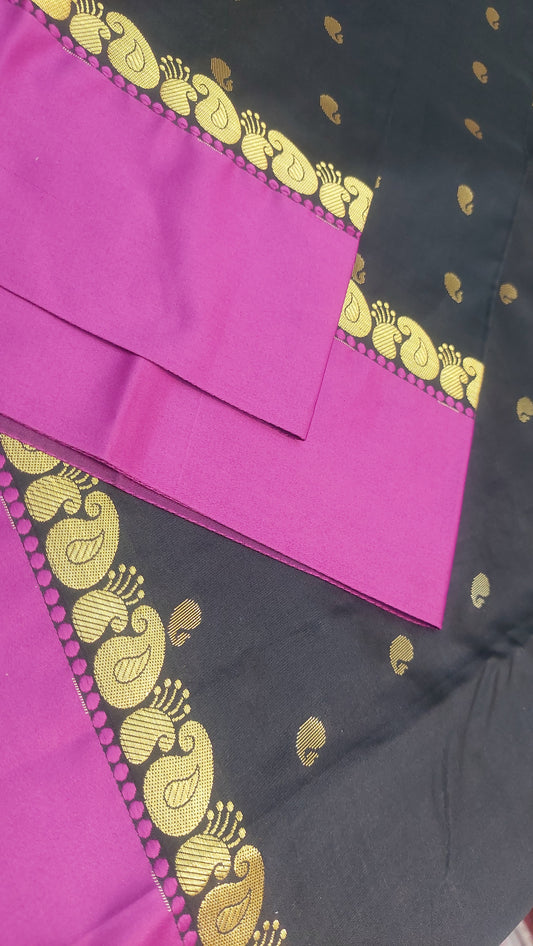 BLACK & PINK FANCY SILK