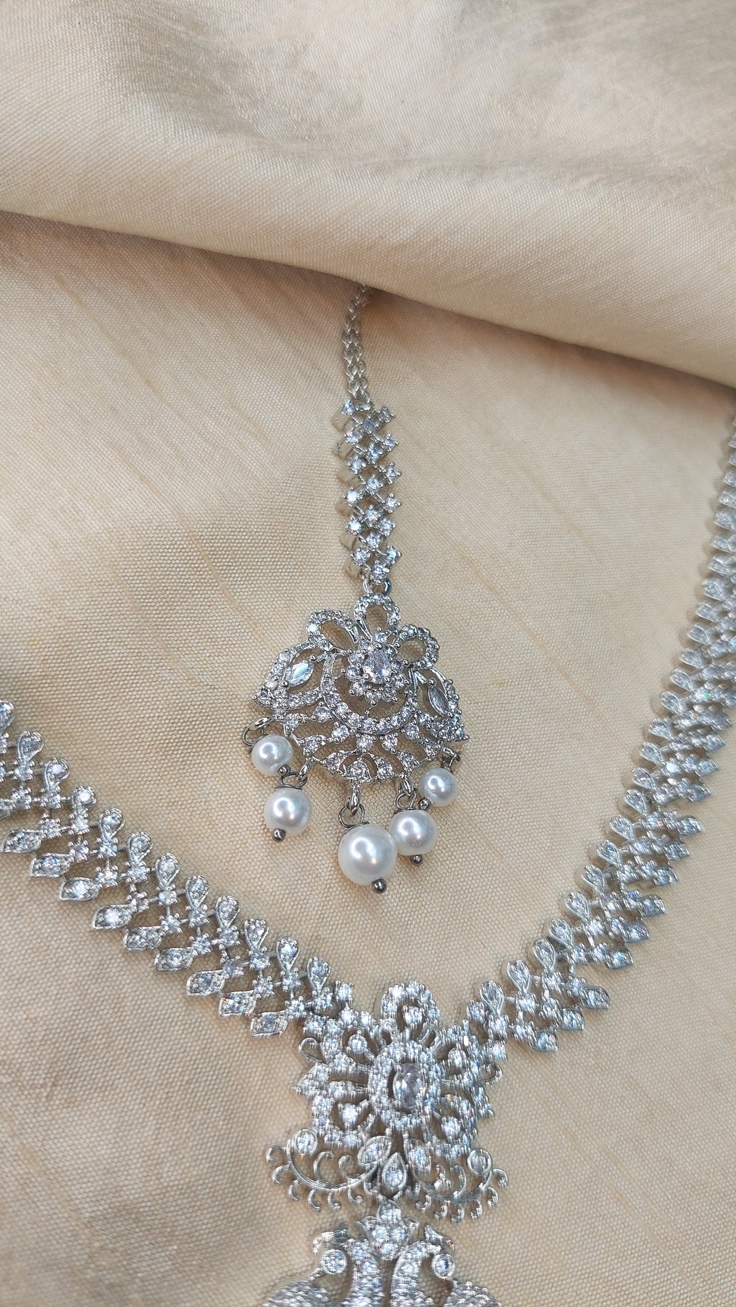 SILVER A.D. STONE BRIDAL SET