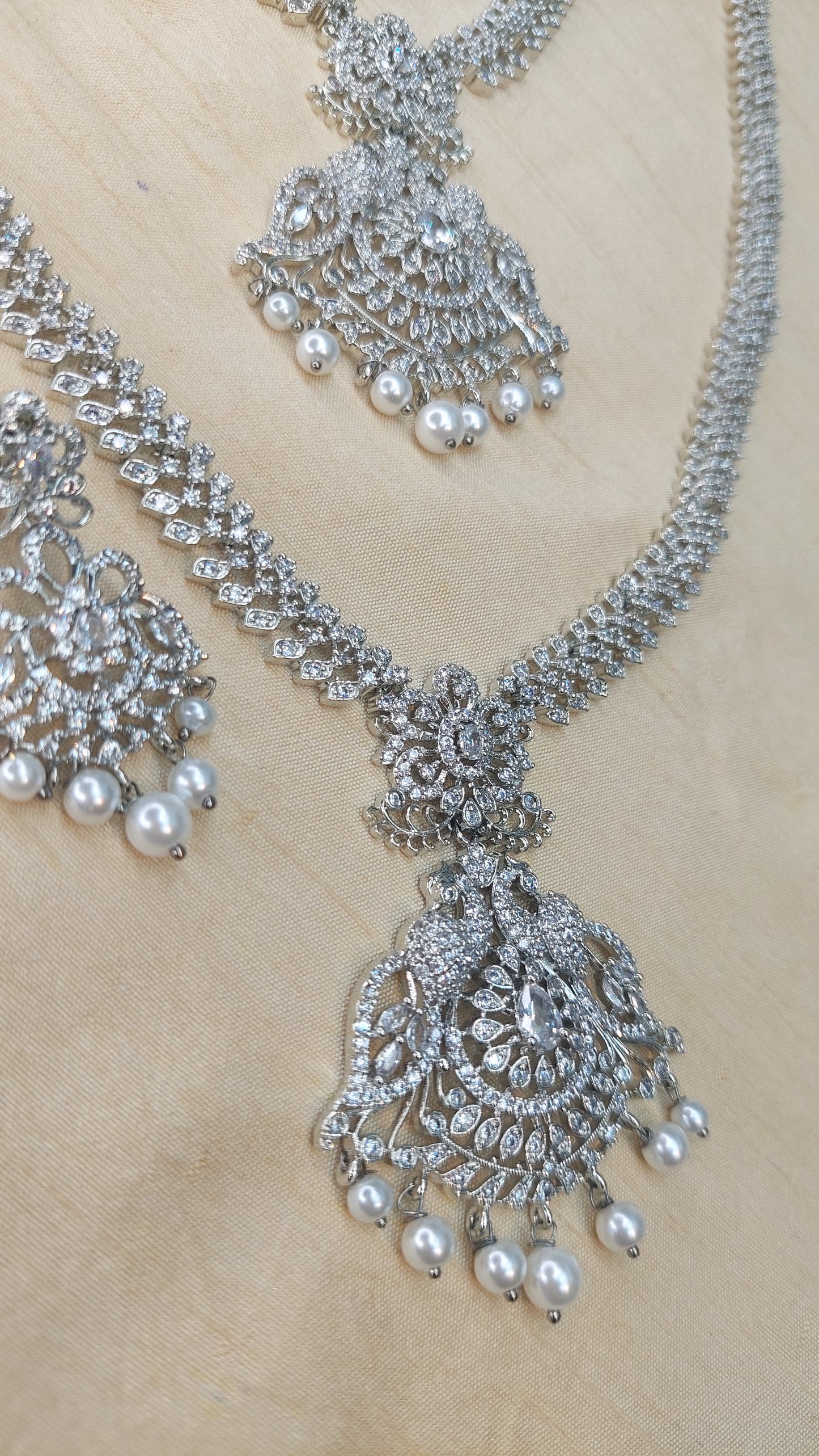 SILVER A.D. STONE BRIDAL SET