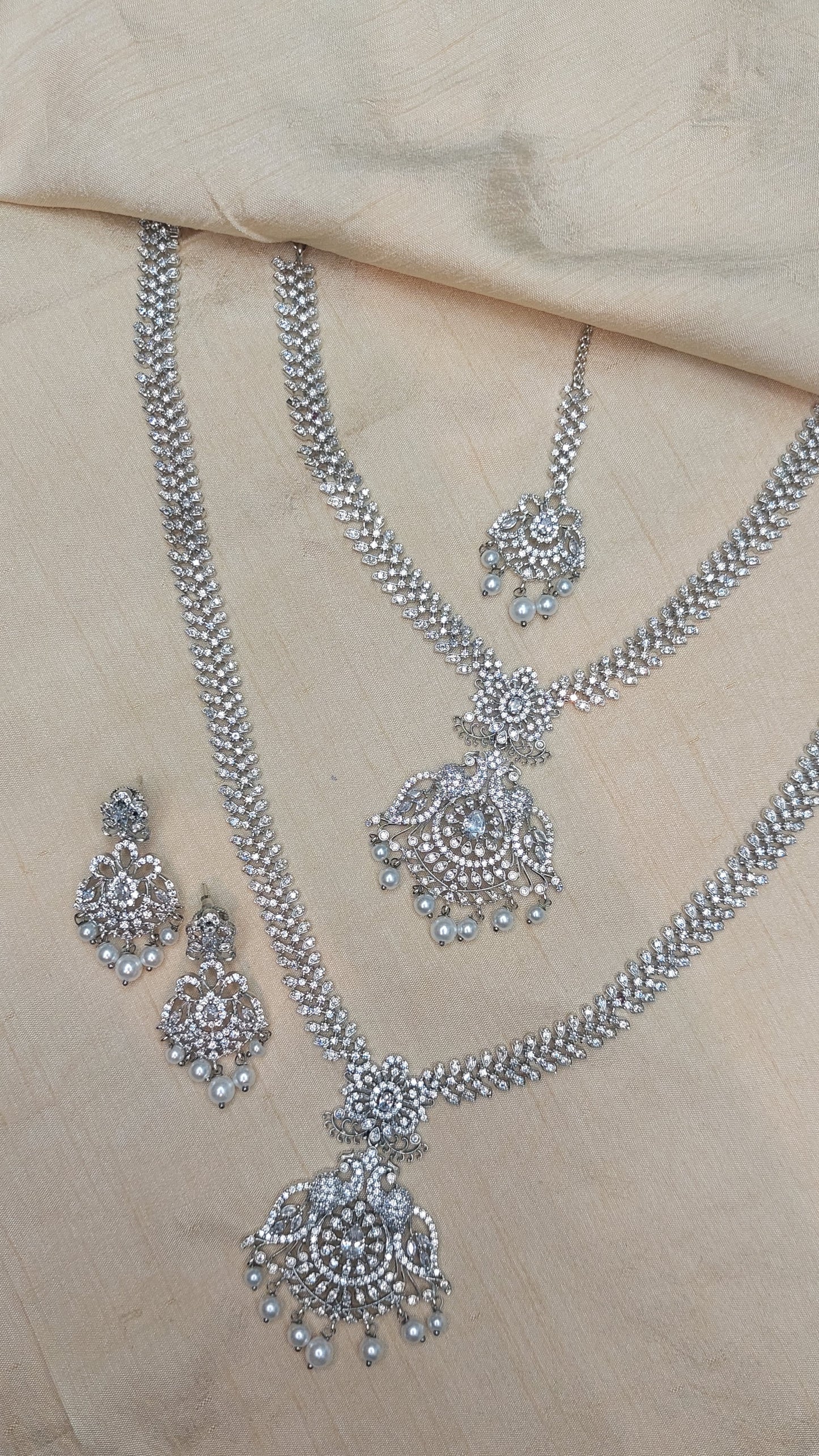 SILVER A.D. STONE BRIDAL SET