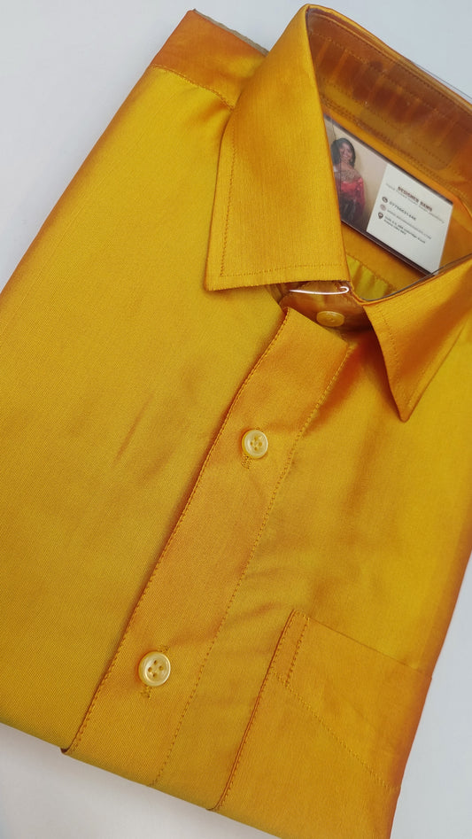 ORANGE GOLD SILK SHIRT