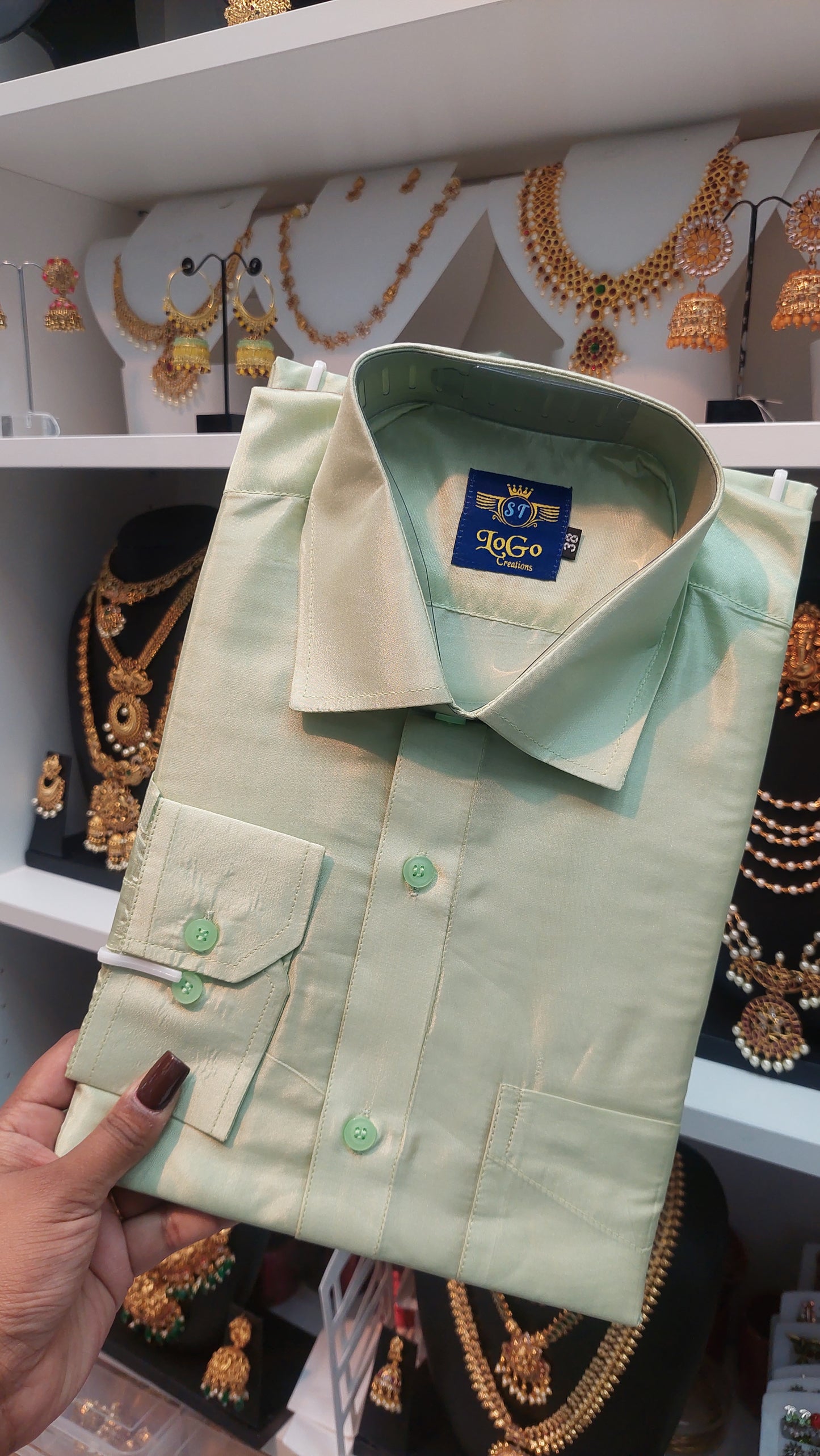 SAGE GREEN SILK SHIRT