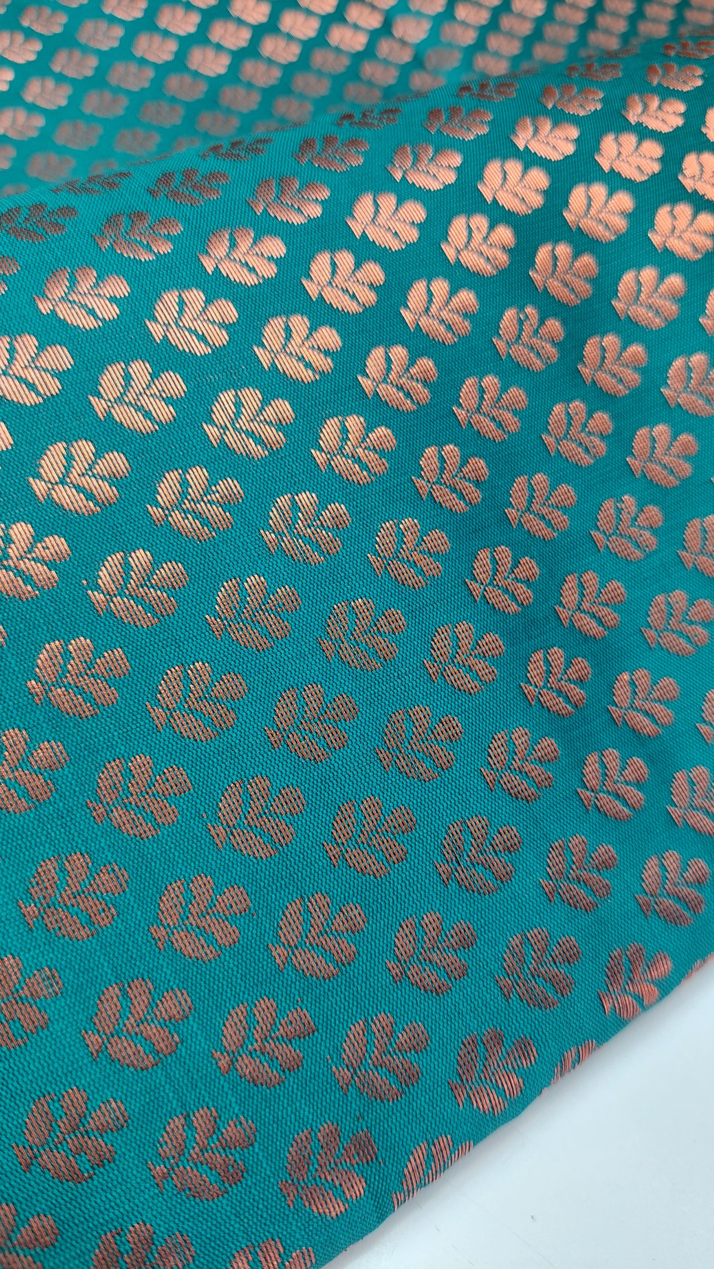 TEAL BROCADE MATERIAL