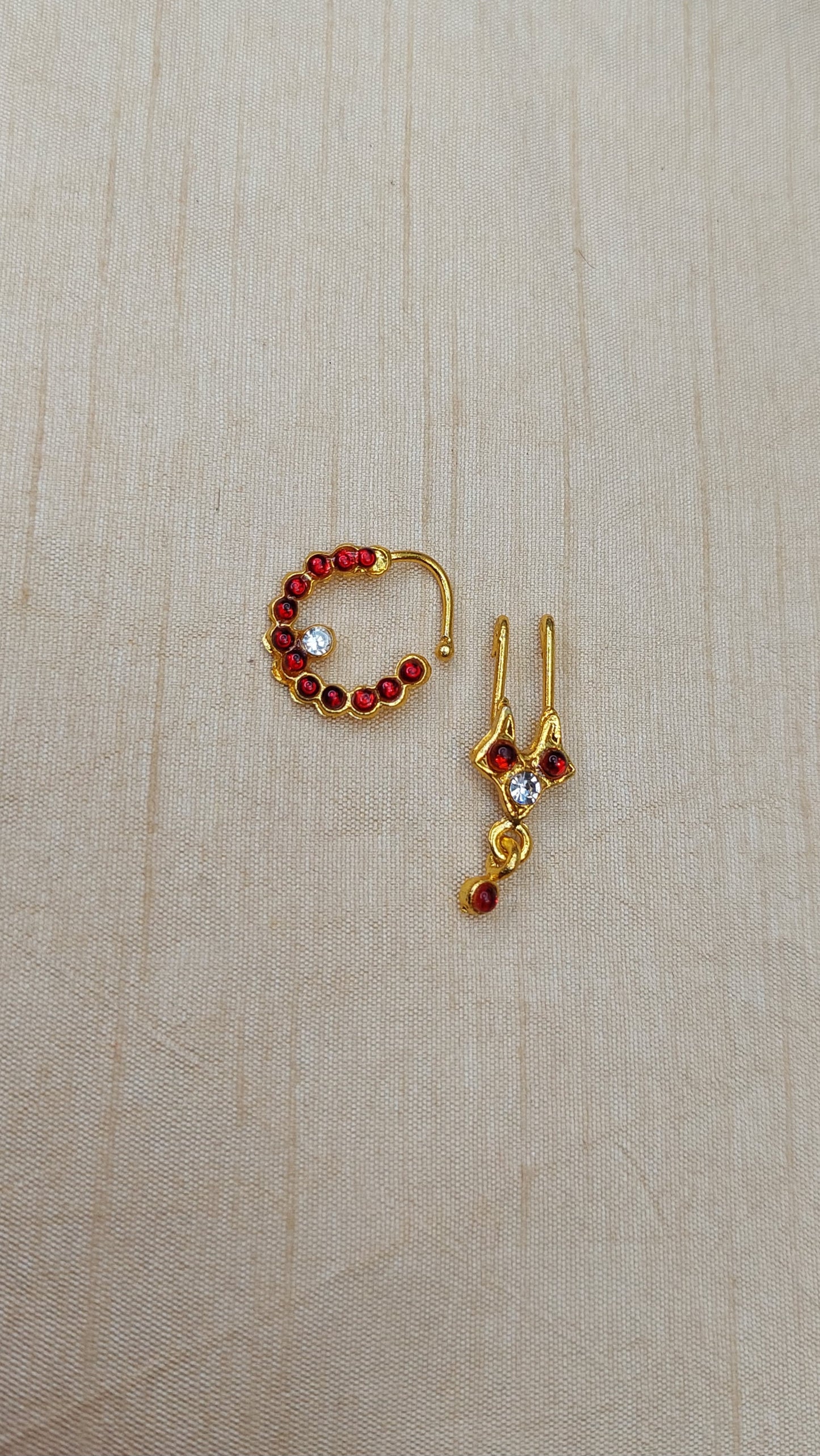 KEMP RED NOSE RING AND NATHU SET