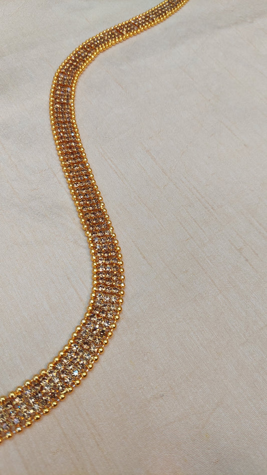 ANTIQUE GOLD PEARL & DIAMOND WAIST CHAIN (3 LINES)