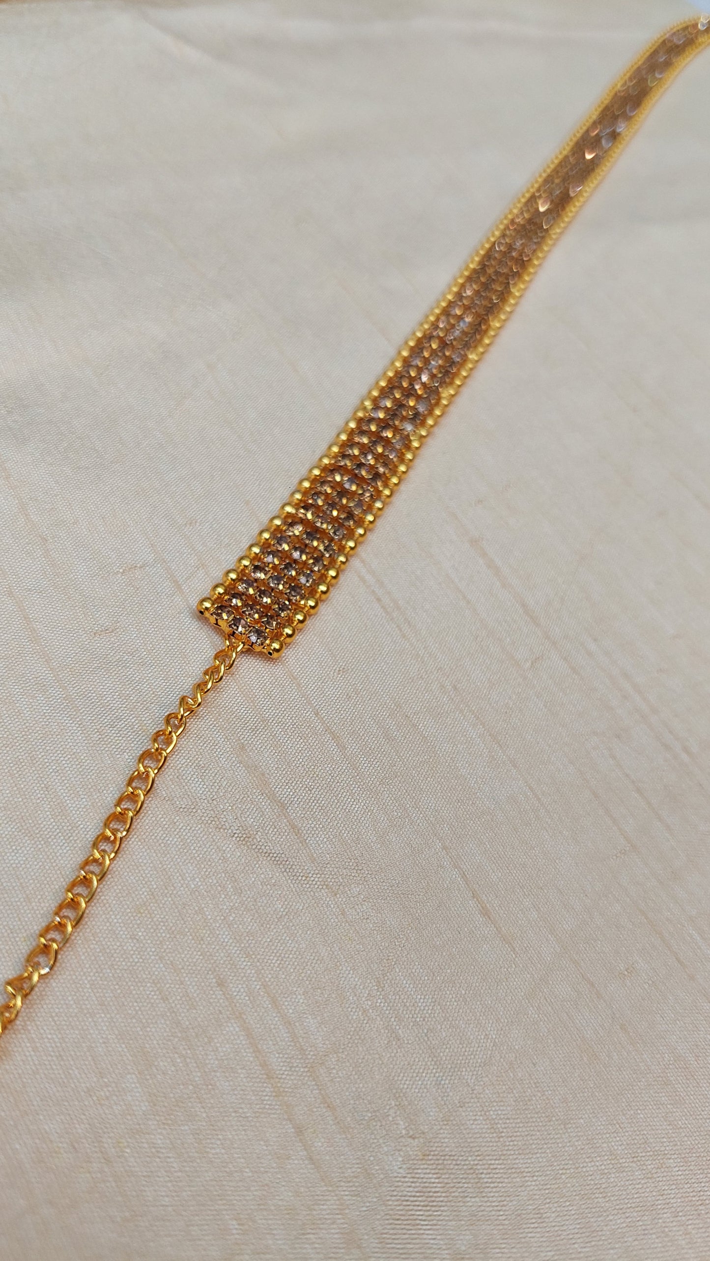 ANTIQUE GOLD PEARL & DIAMOND WAIST CHAIN (3 LINES)