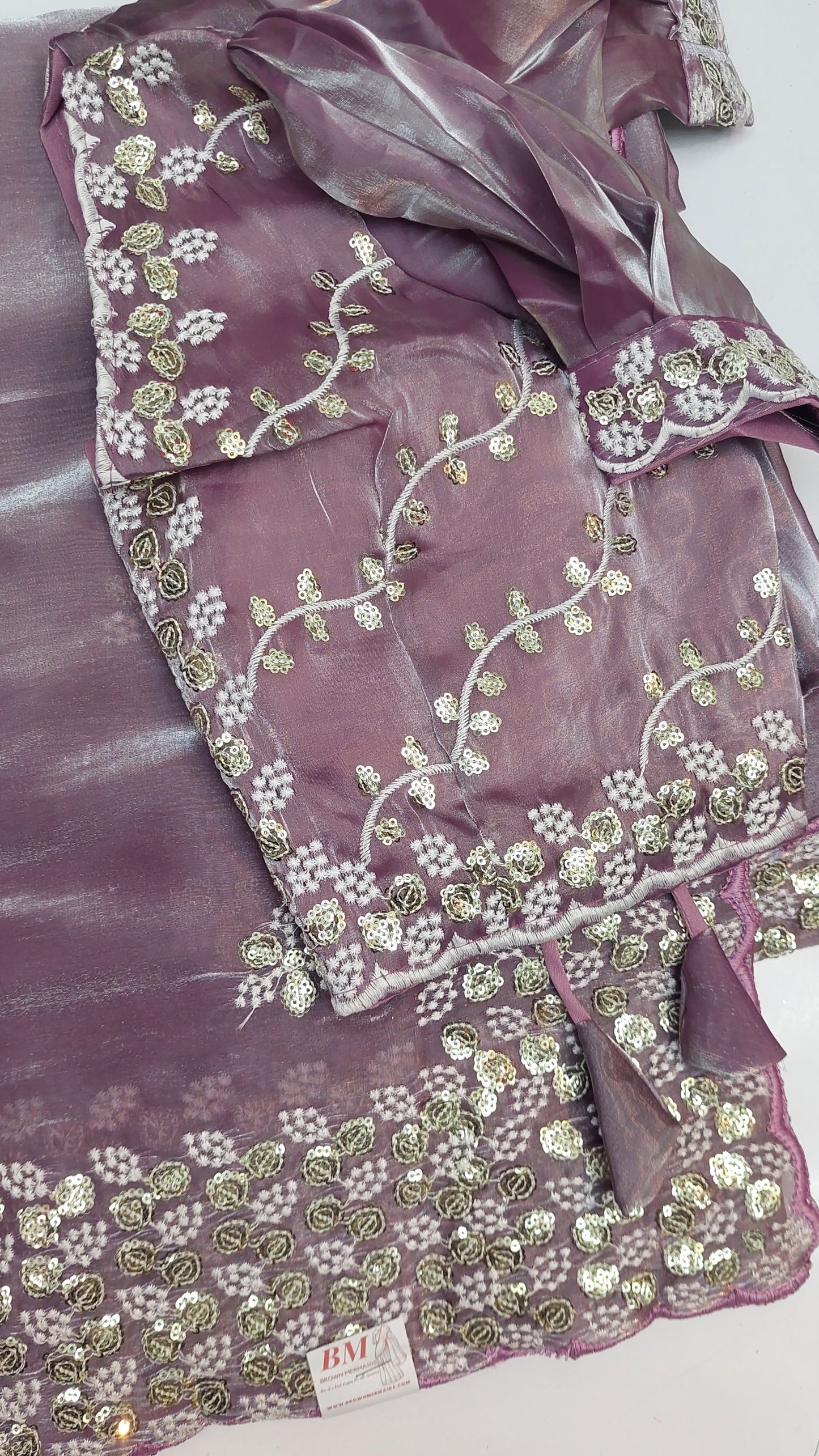 LILAC TISSUE SAREE + READY-MADE BLOUSE