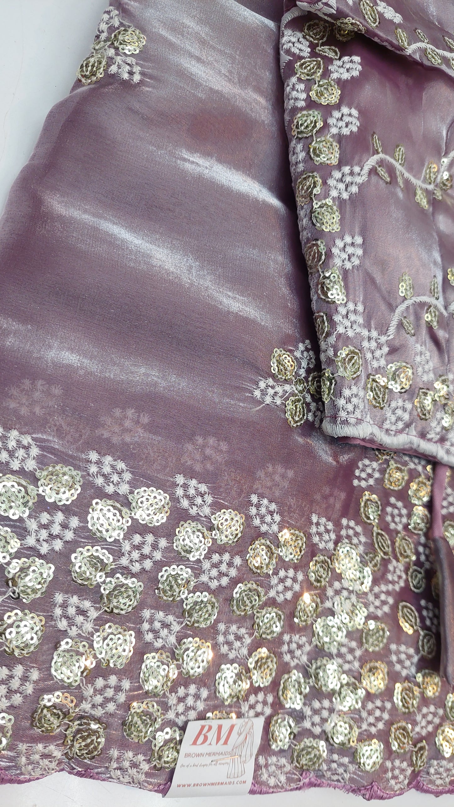 LILAC TISSUE SAREE + READY-MADE BLOUSE