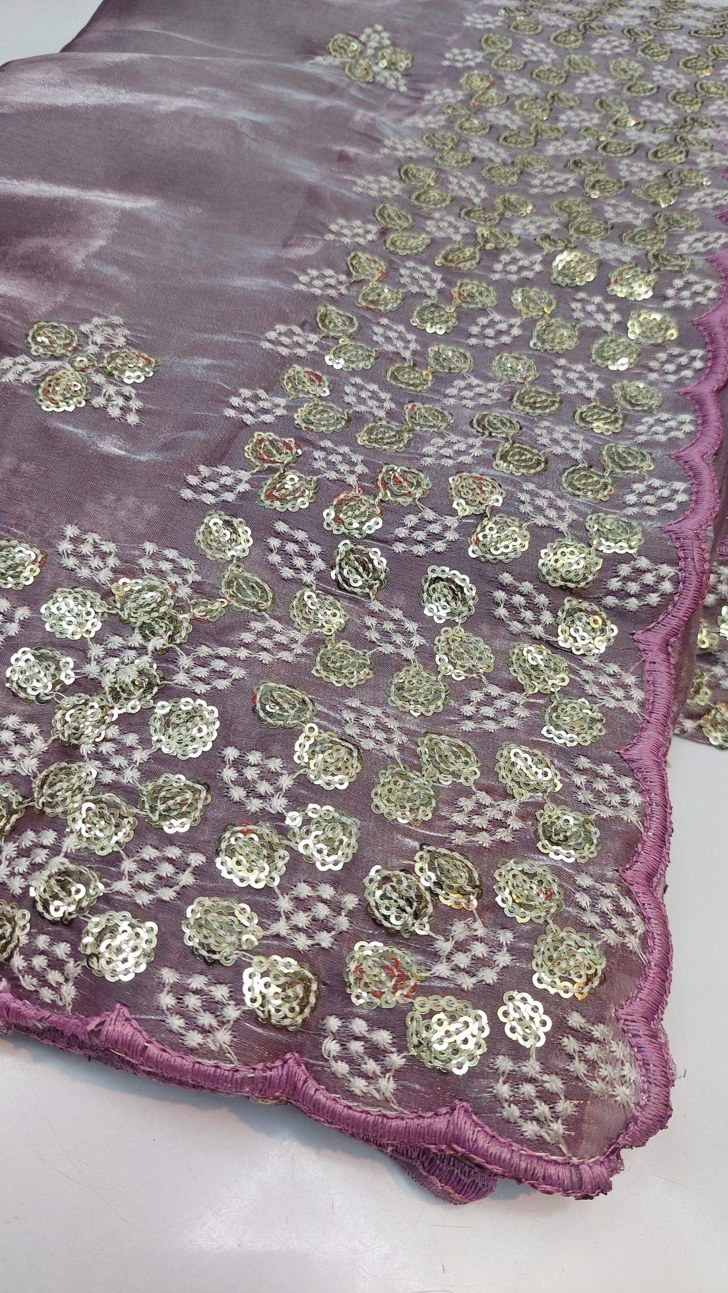 LILAC TISSUE SAREE + READY-MADE BLOUSE