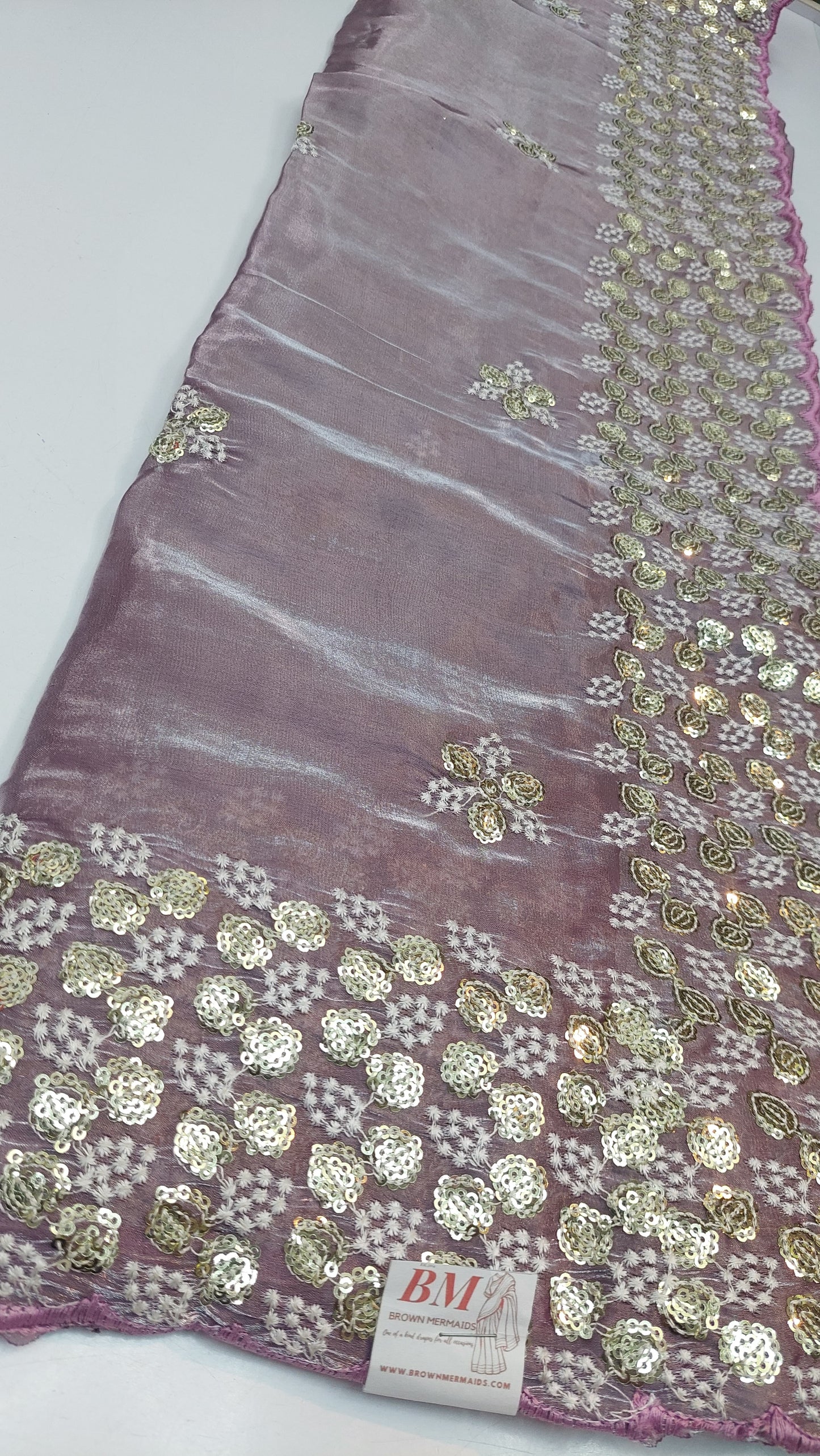 LILAC TISSUE SAREE + READY-MADE BLOUSE