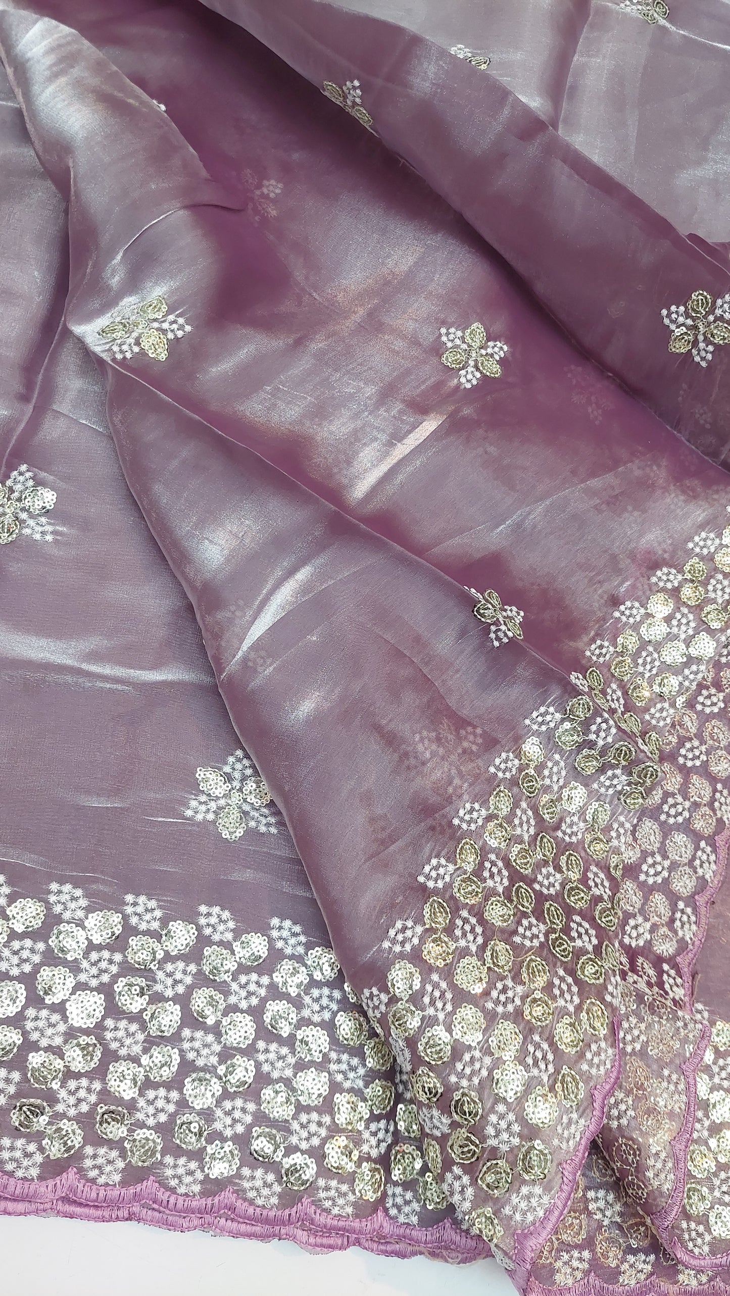 LILAC TISSUE SAREE + READY-MADE BLOUSE