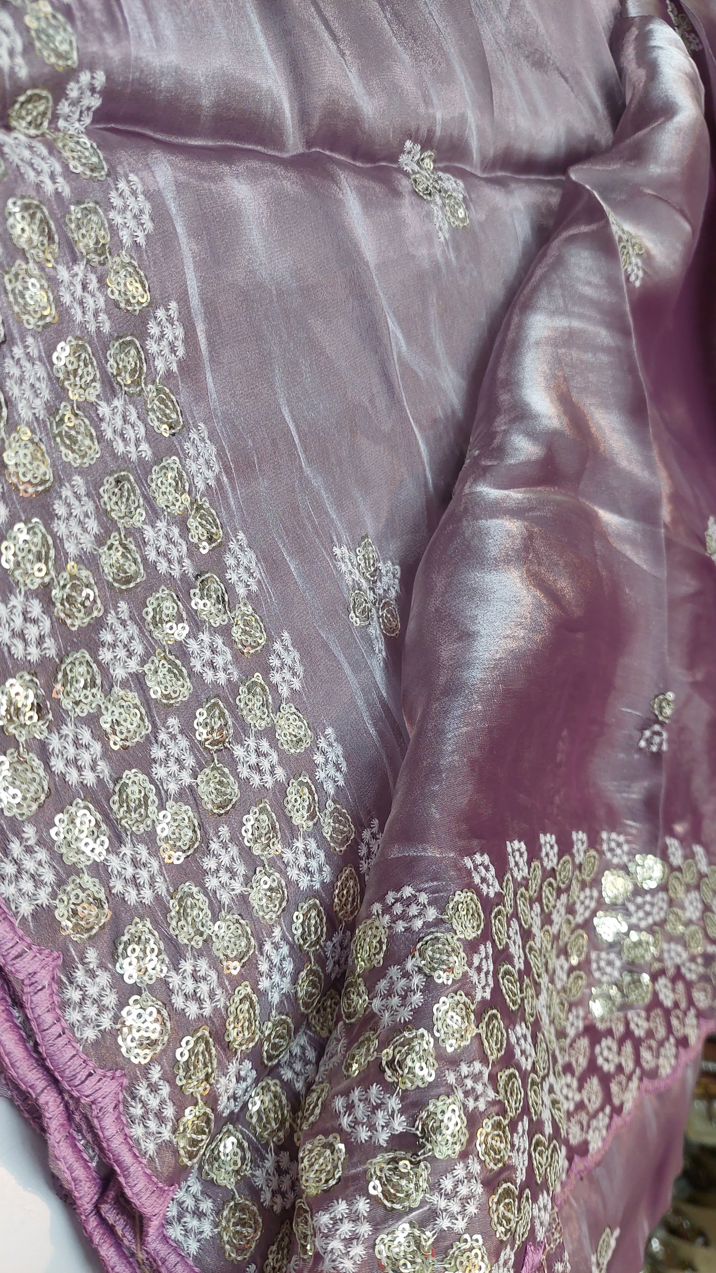 LILAC TISSUE SAREE + READY-MADE BLOUSE