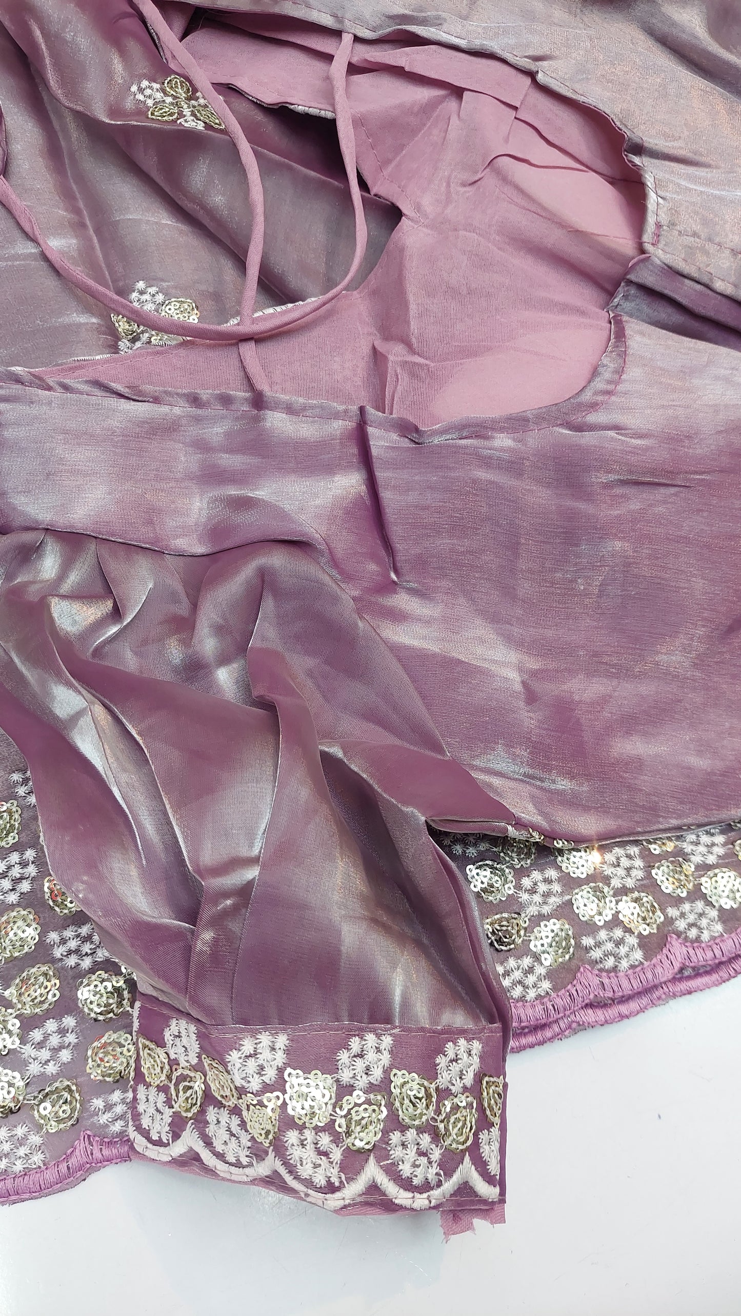 LILAC TISSUE SAREE + READY-MADE BLOUSE