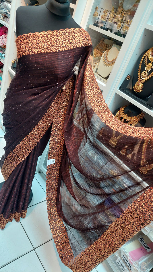 BROWN DESIGNER SAREE